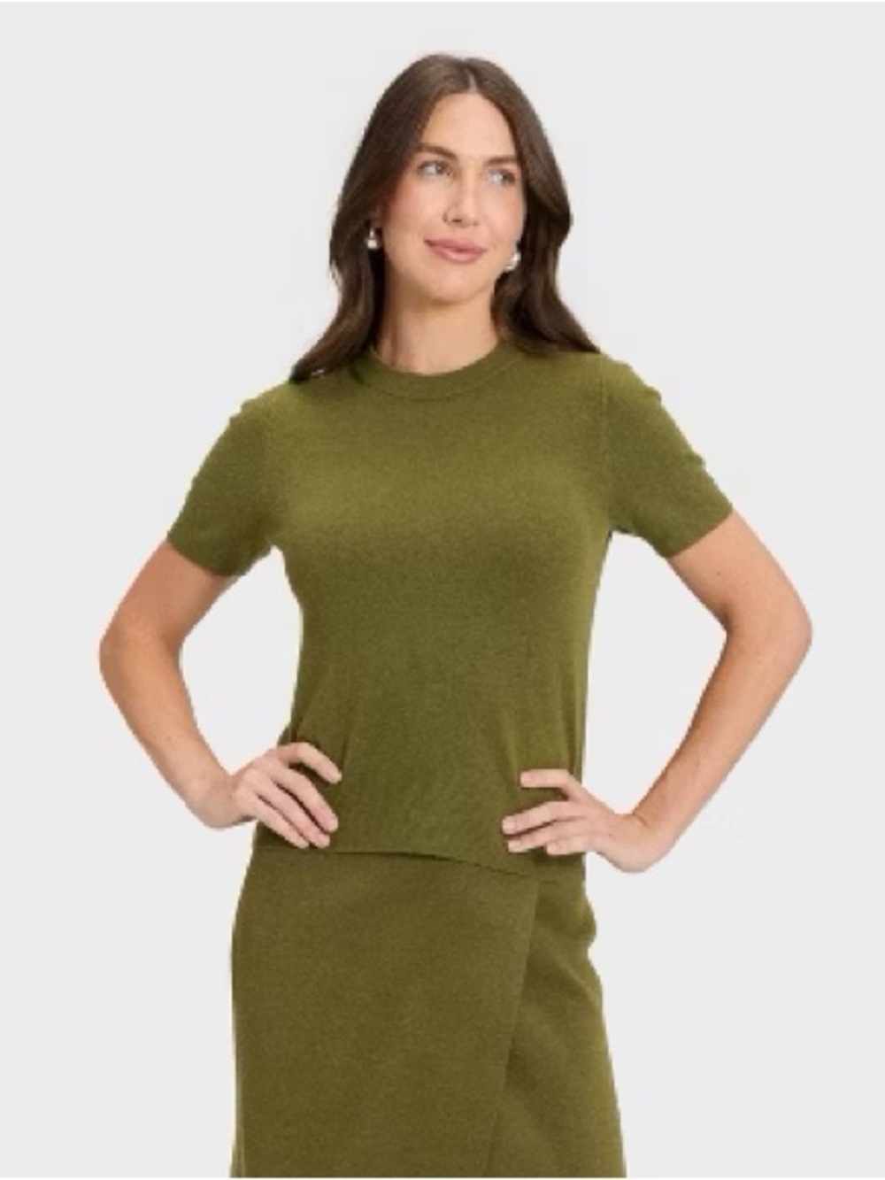 Olive Green A New Day Short Sleeve Knit Top